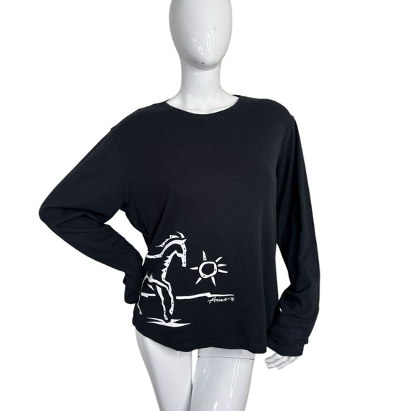 ARIAT horse gem long sleeved blouse shirt bedazzled rhinestone detail cowgirl 2X - Picture 6 of 14